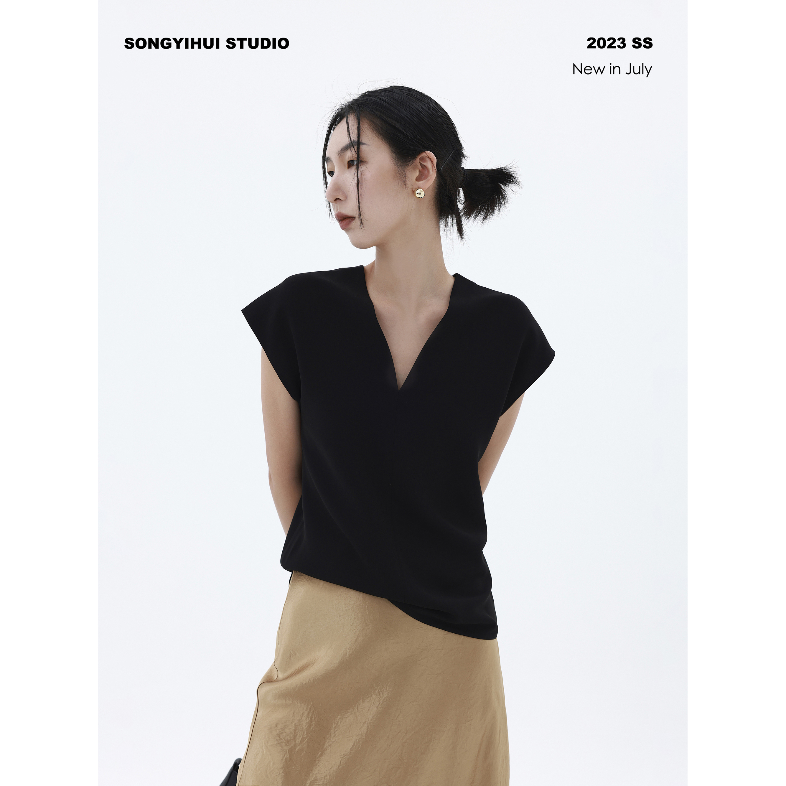 【V领背心】夏季百搭简约无弹薄款套头打底上衣女HKBX222279