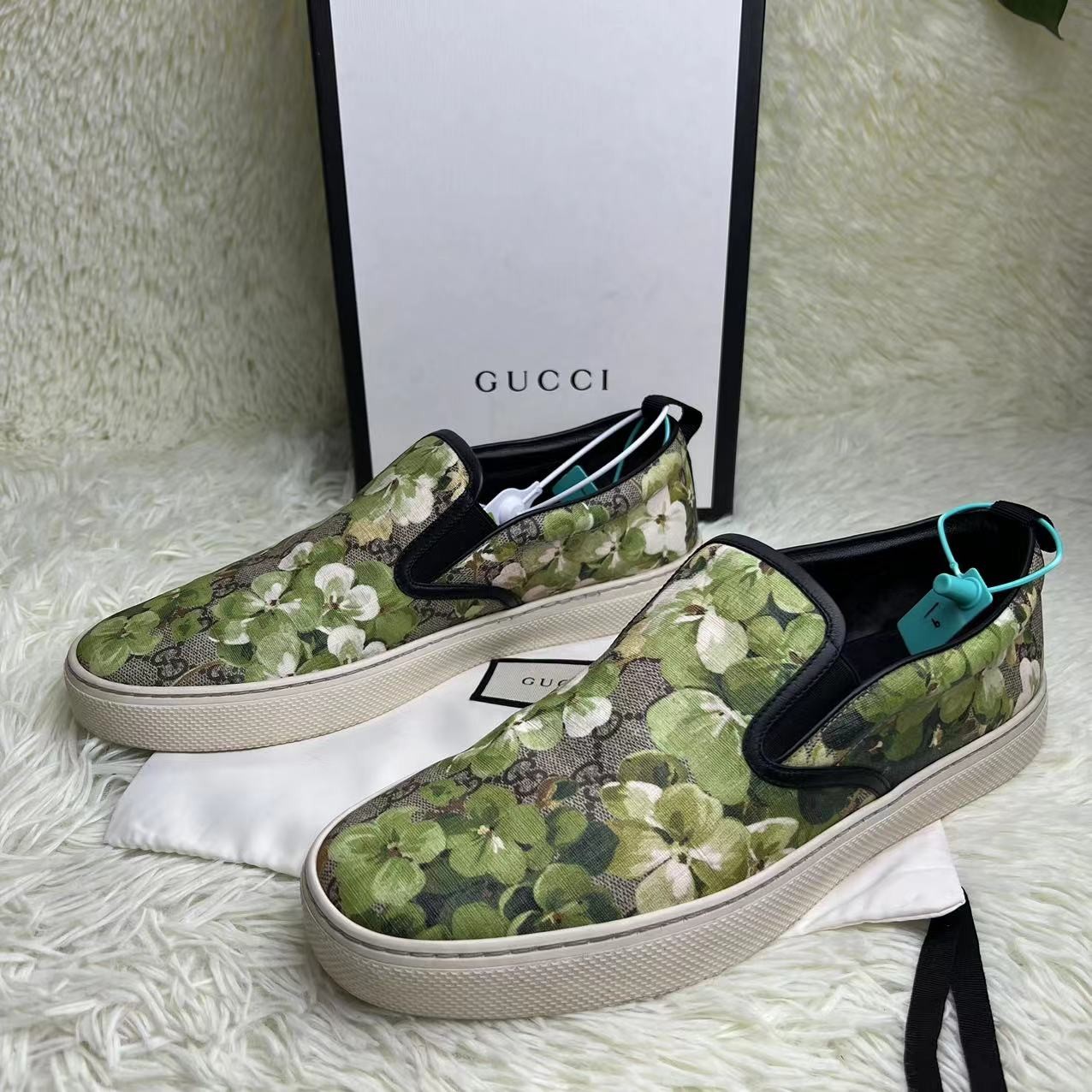 【二奢特价】Gucci古驰男鞋爆款天竺绿色高档一脚蹬43/40.5码90新