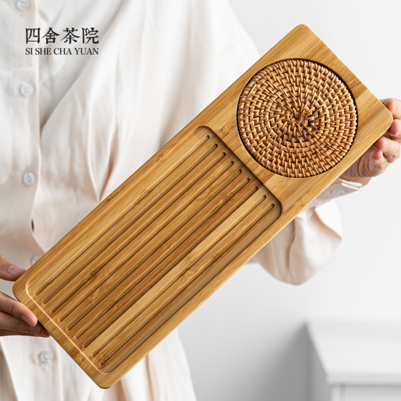 茶盘干泡台家用日式长方形小号竹制简约茶托茶海功夫茶具托盘S