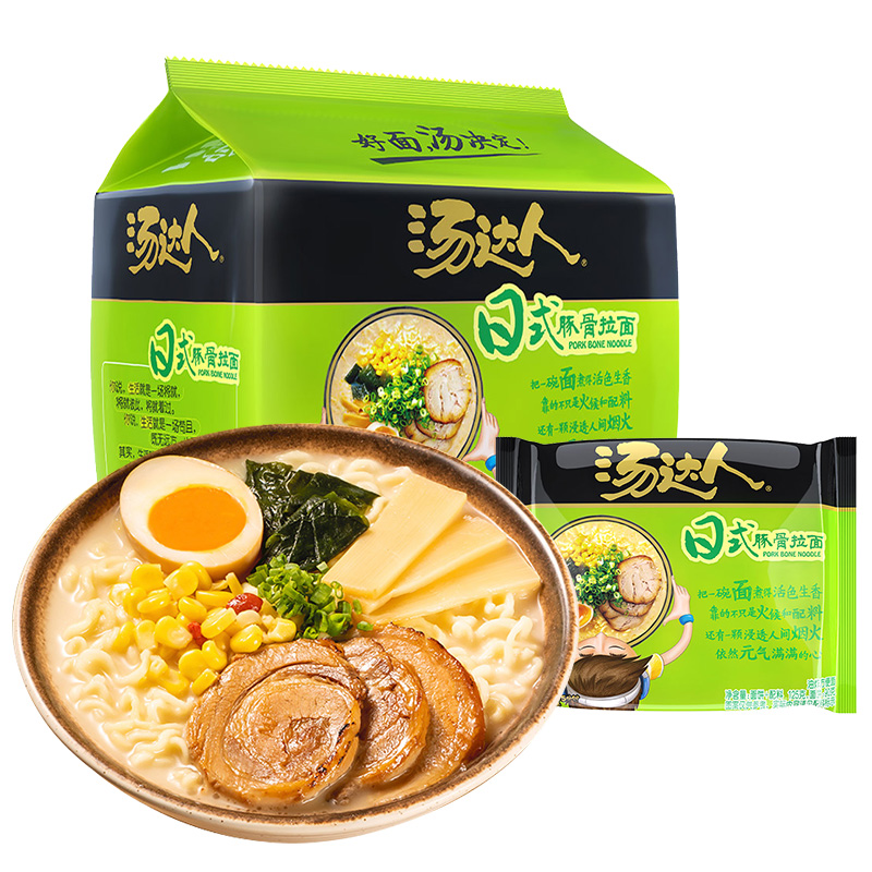 统一汤达人日式豚骨面酸酸辣辣五合一方便速食625g