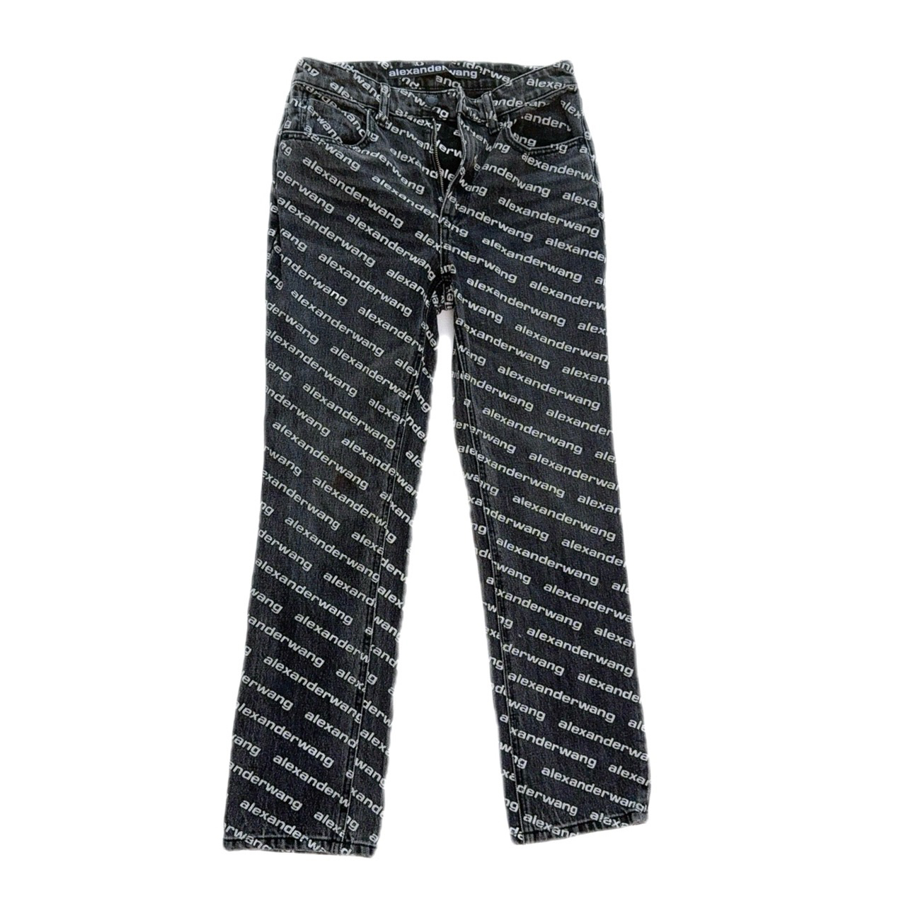 26码/98新/Alexanderwang/亚历山大王 黑色满印牛仔长裤/mj00621