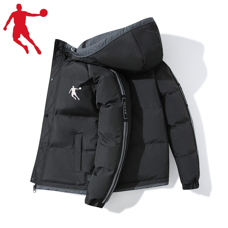 乔丹休闲外套男士秋冬宽松棉服加绒百搭棉衣运动面包服潮流韩版男