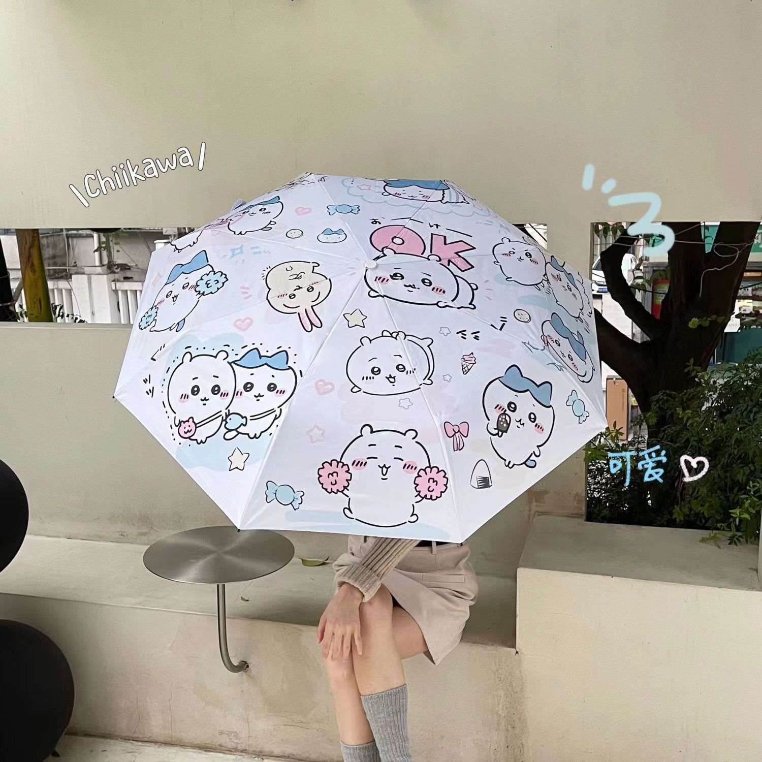 雨伞ins小众chiikawa全自动女晴雨两用高颜值遮阳防晒黑胶遮阳伞