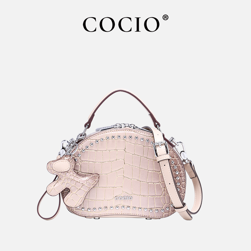 【寰球品牌】COCIO轻奢潮流鳄鱼纹苹果包单肩斜挎包【68177-1】
