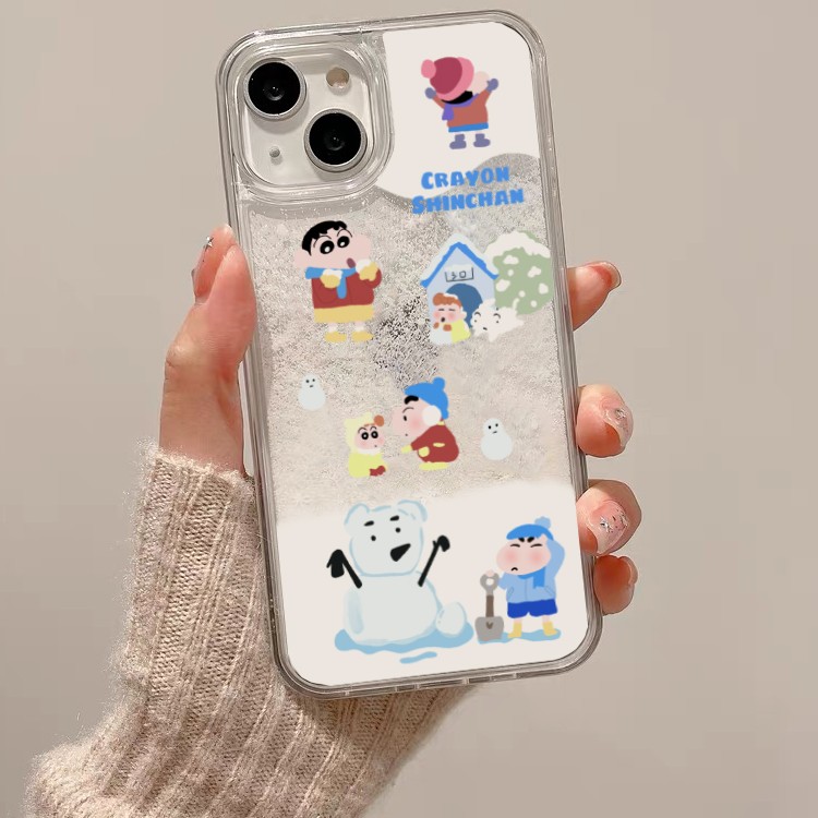堆雪人卡通流沙适用苹果15手机壳iphone13/14promax可爱12/11软壳