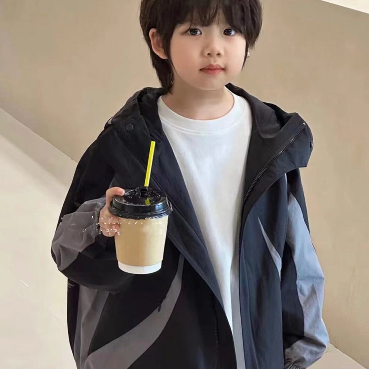 2023秋季儿童男童女童休闲拉链拼色外套23385