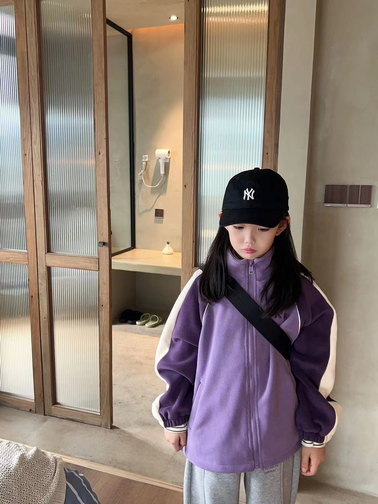 泡妈童装  【紫罗兰】冬季儿童男童女童休闲百搭摇粒绒外套23347