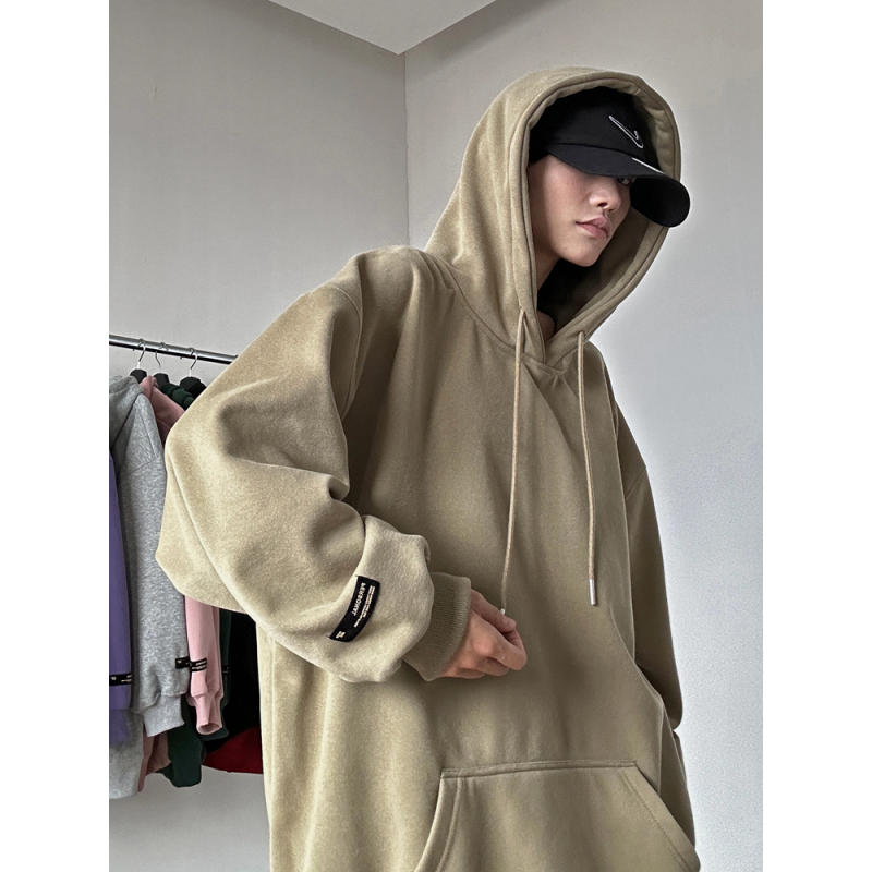 秋冬季美式休闲宽松紫色连帽卫衣男2023新款oversize潮牌情侣外套