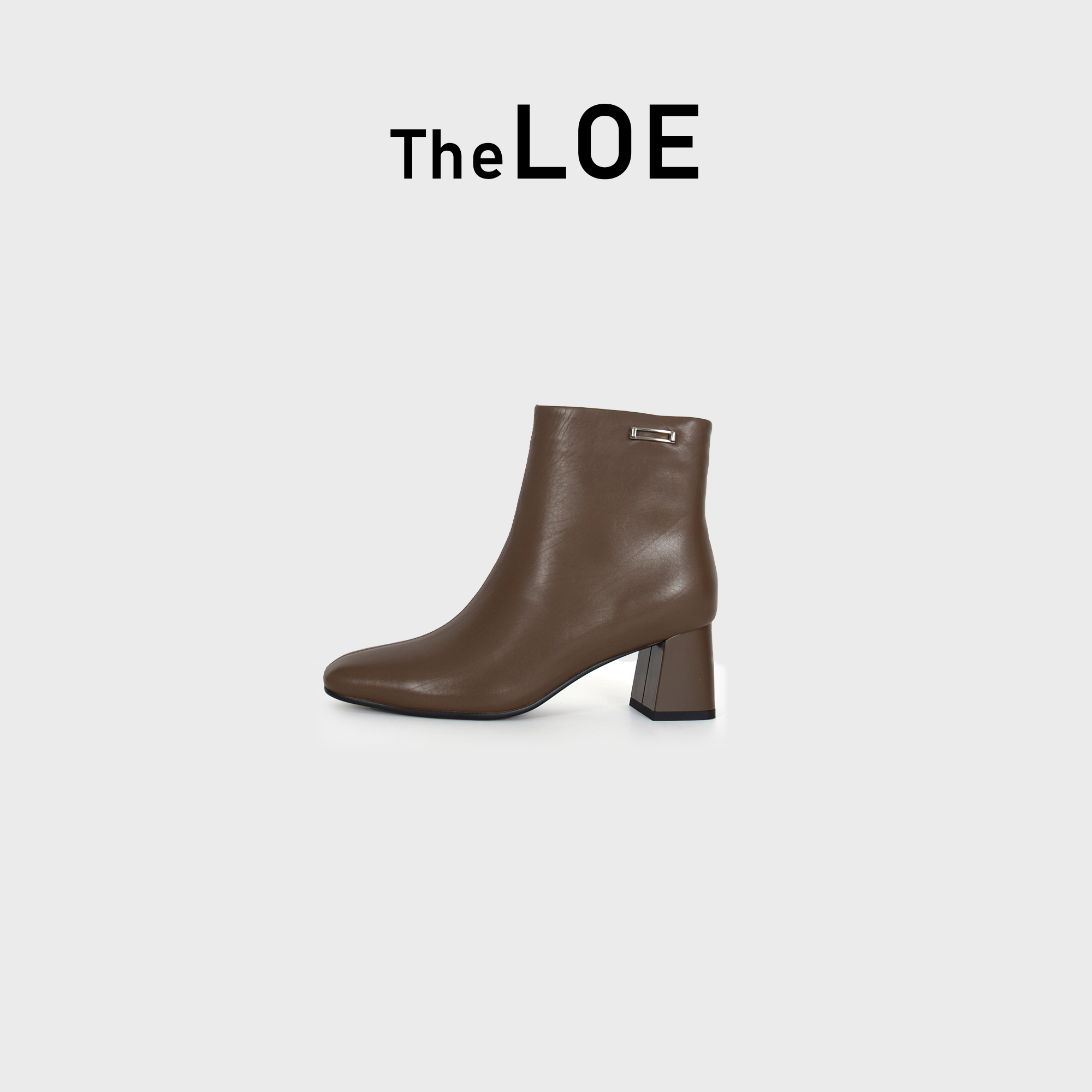 TheLOE/9.19 牛皮法式方头粗跟瘦瘦靴短靴#LE-2916-3