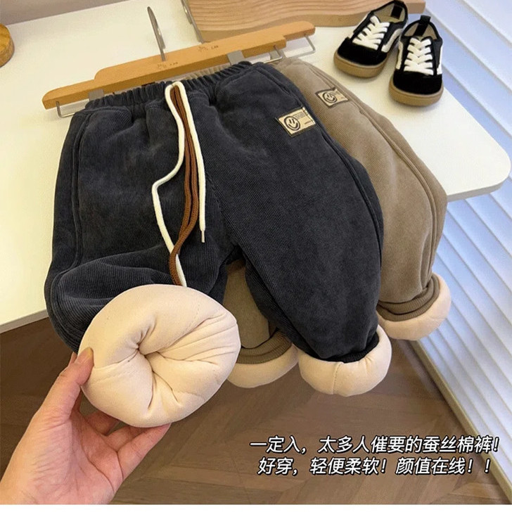 【品牌】儿童裤子男童加绒加厚一条过冬年冬季宝宝棉裤中小童保暖裤