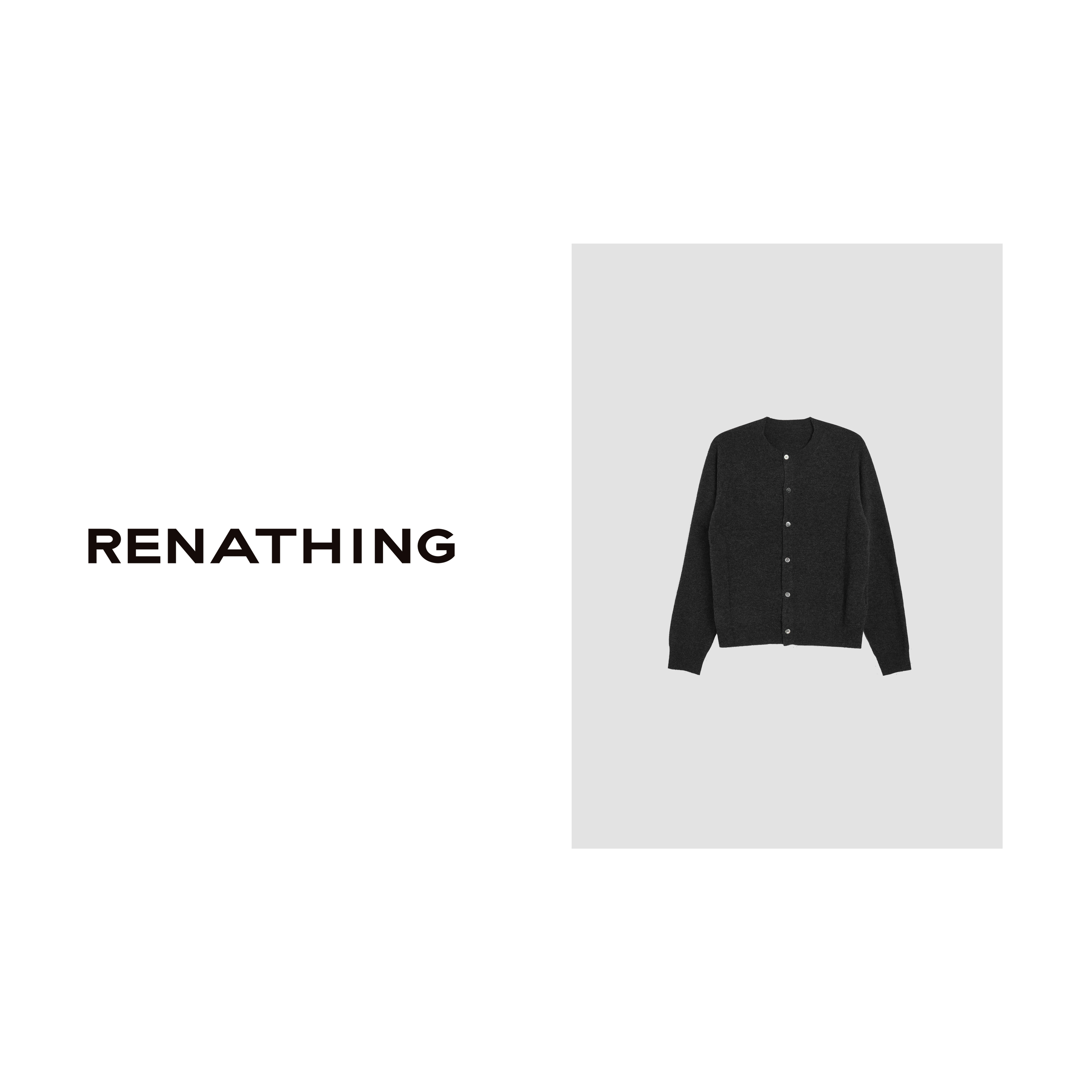 【RENATHING】简约排扣圆领针织开衫