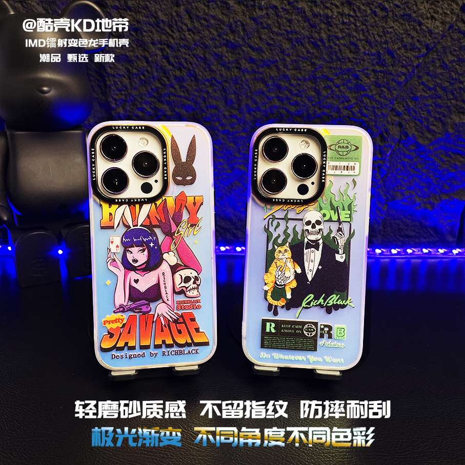 复古兔女郎-激光镭射IMD创意爆款软硬适用苹果华为OPPOVIVO小米