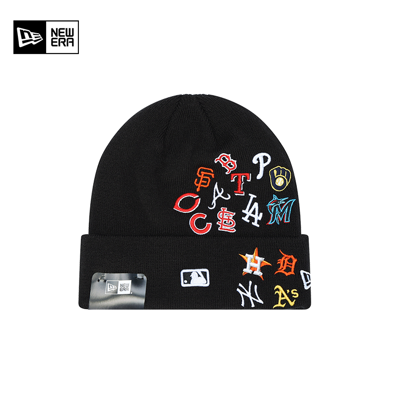 New Era 冬季MLB系列QUICKTURN针织帽潮流满印保暖冷帽男女情侣