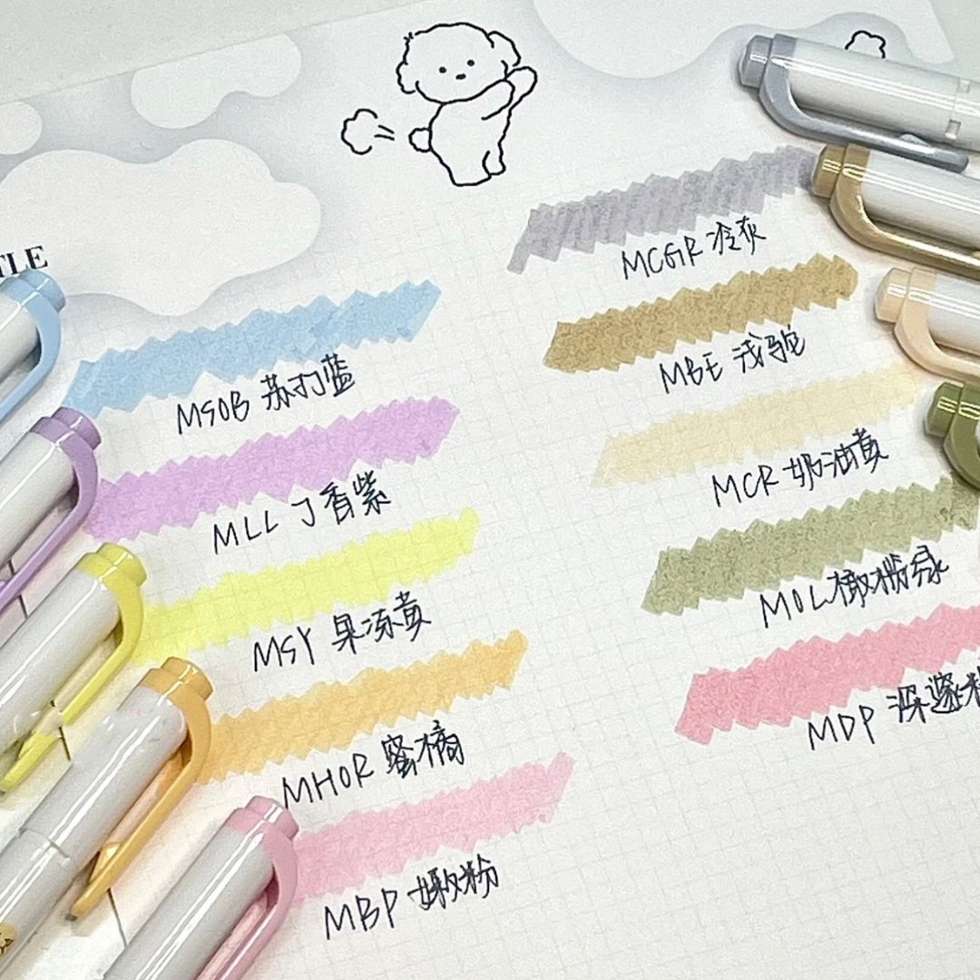 【进口荧光笔】荧光笔WKT7淡色双头荧光标记联名限定手账笔