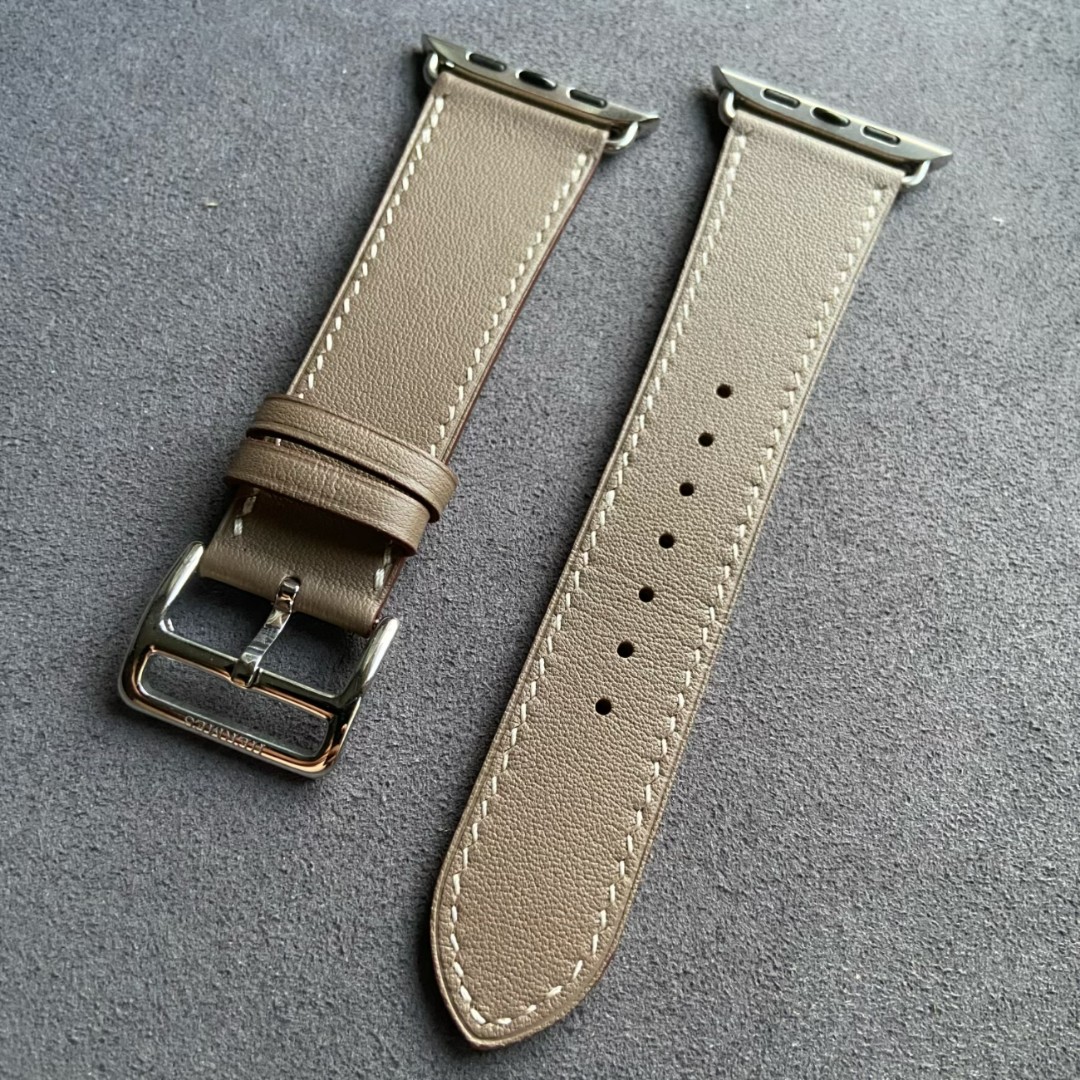 大象灰watch series 8苹果手表带真皮表带Iwatch678se代表带腕带