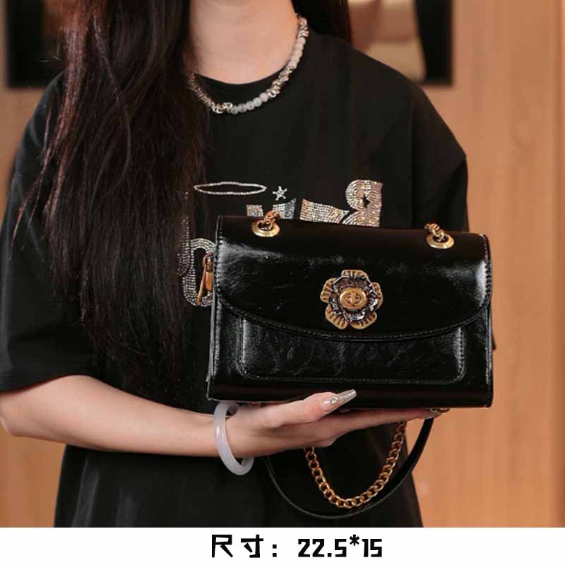 【英柏甄选】67525  黑色 然与纯小众设计感时尚单肩包复古百搭女包