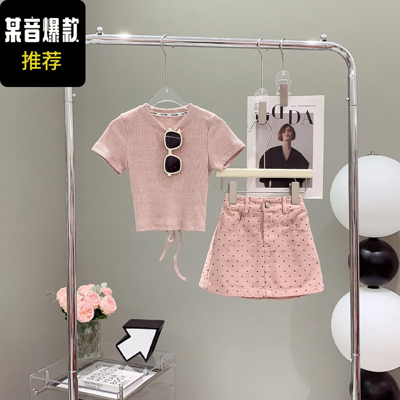 女童夏装套装裙子2024新款大童女装时髦洋气短袖网红女孩夏季童装