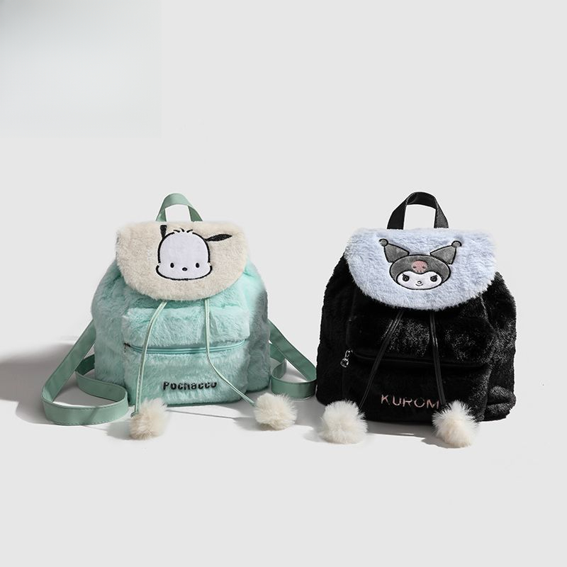 时尚可爱三丽鸥毛绒双肩包小众HelloKitty双肩包帕恰狗美乐蒂书包