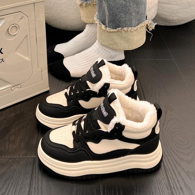 皇家红蜻蜓网红高筒鞋女冬加绒2023新款百搭面包棉鞋加厚保暖松糕