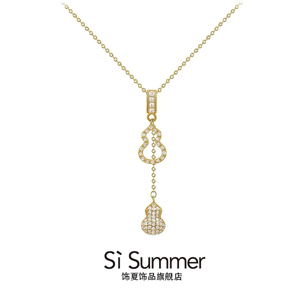 钛钢项链 秋冬葫芦钛钢项链女2023新潮轻奢高级感毛衣链不掉色ins