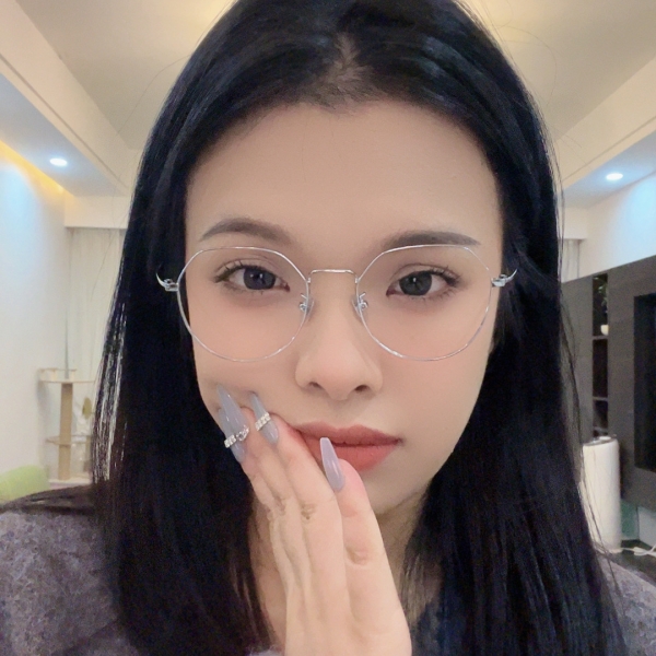 女款超轻钛时尚圆框镜配度数近视镜防蓝光网红变色平光镜L911401