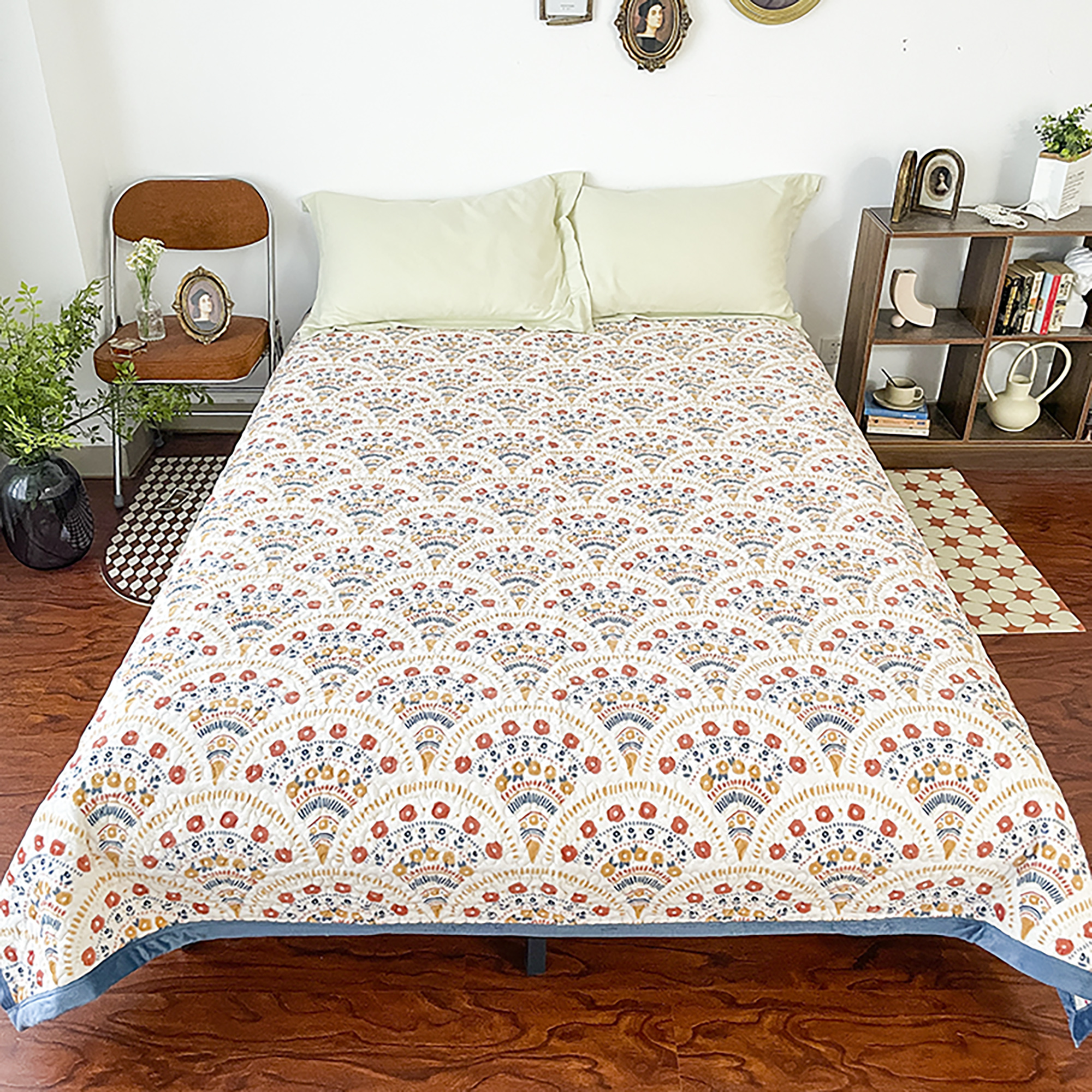 K548牛奶绒双人床盖波西米亚200*220防滑大床盖多功能简约双面