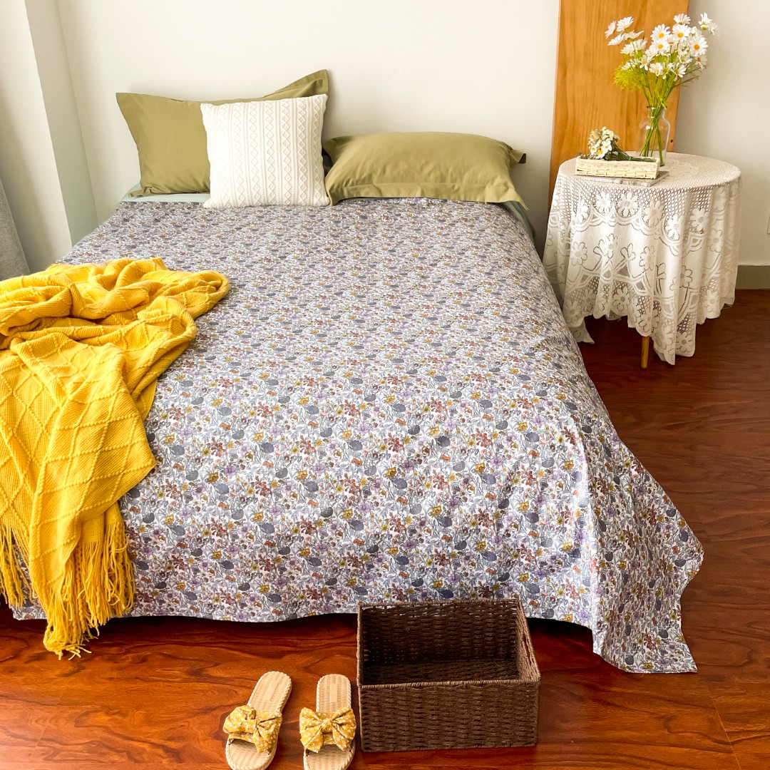 B3025全棉13376斜纹床单 归云梦紫230*250印花亲肤床上用品大床单