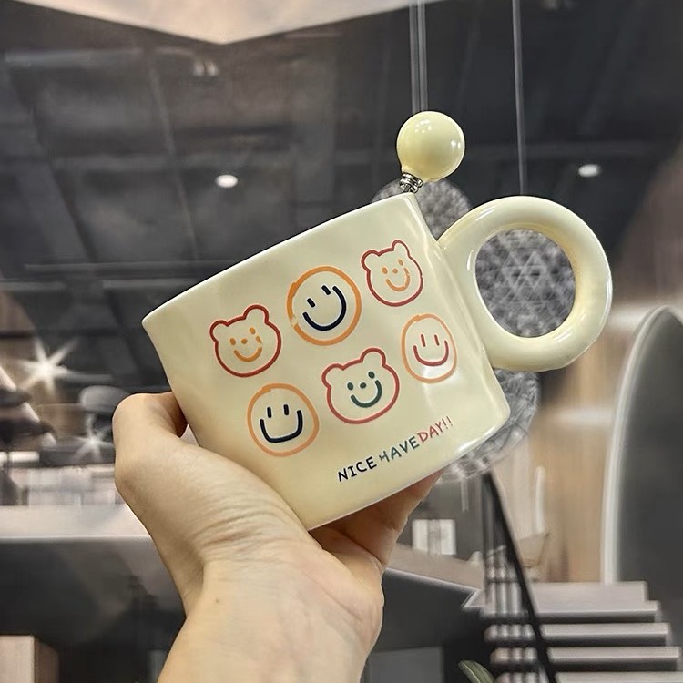 韩式ins高颜值陶瓷马克喝水咖啡情侣杯男女生办公室家用早餐卡通