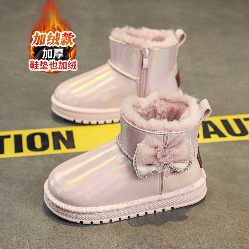 回力潮品儿童雪地靴冬季加绒加厚女童靴子中大童防水保暖女款棉鞋