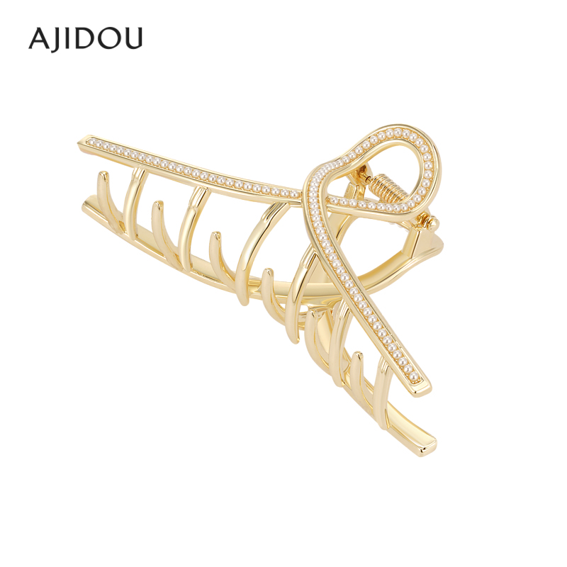 合金仿珍珠发饰 AJIDOU阿吉豆优雅柔美ins风仿珍珠气质时尚抓夹