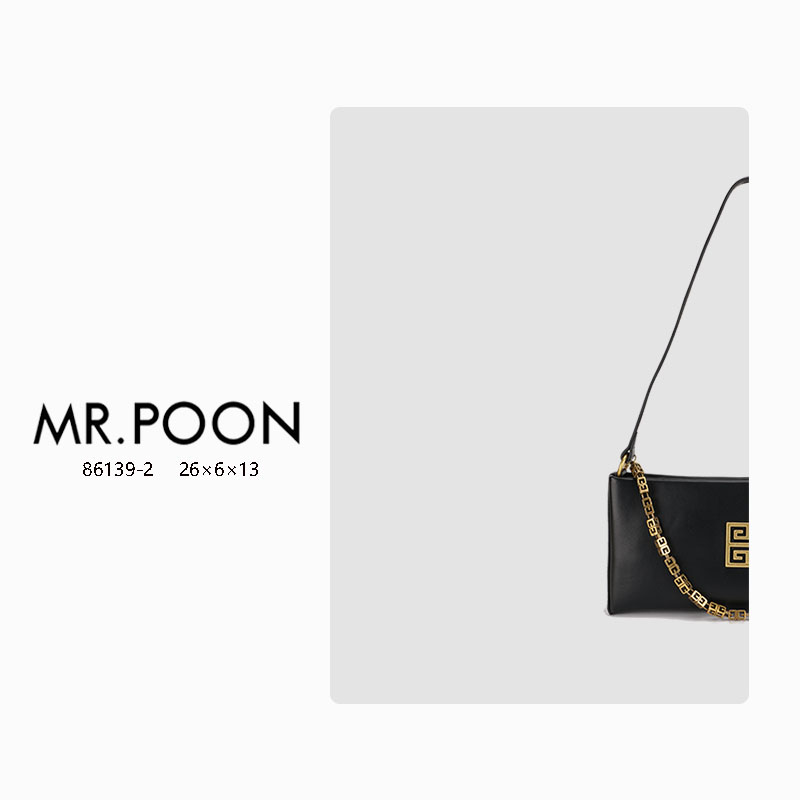Mr.Poon/潘先生秋冬新款小香风链条法棍单肩包腋下包（现货）