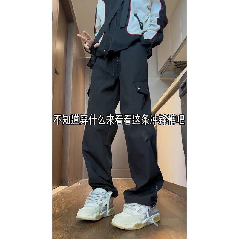 防水冲锋裤女秋冬季加绒加厚户外工装休闲裤宽松直筒百搭运动裤子