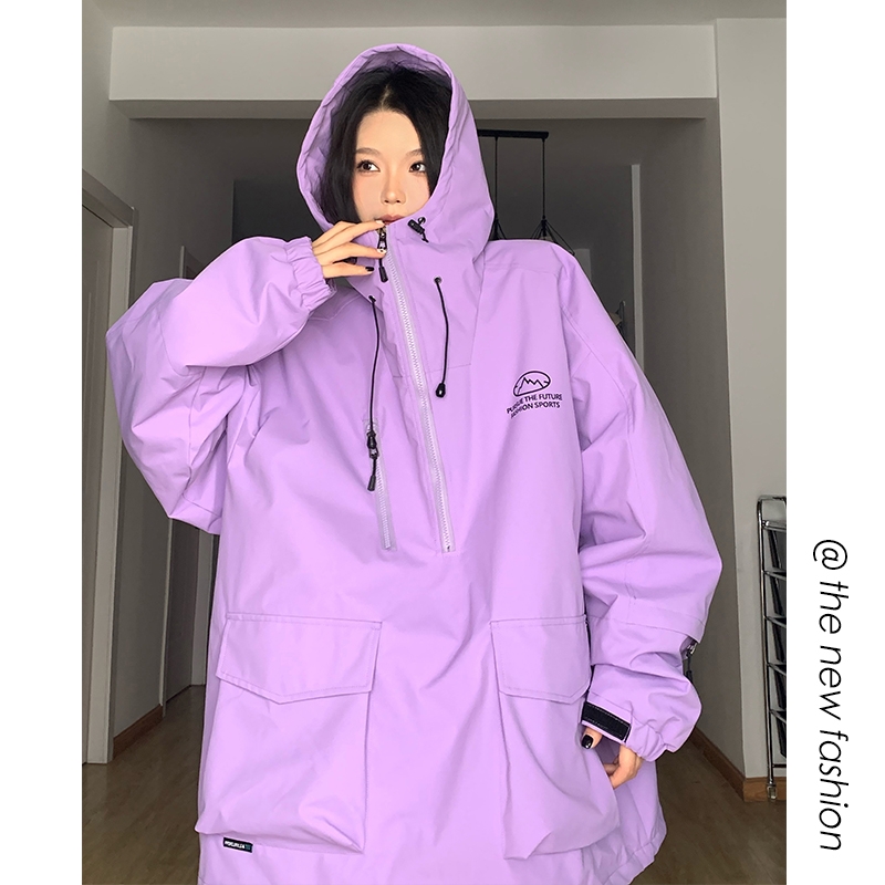 美式机能冲锋棉衣女款防风防水工装大口袋冬季加棉加厚保暖登山服