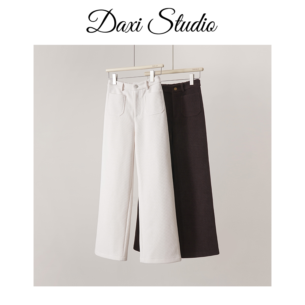 DX.DAXI【一条过冬】复古咖色直筒裤女秋冬新款休闲百搭显瘦阔腿裤
