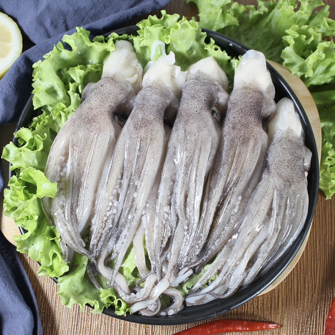 鲜冻鱿鱼须二本足4包  净重1400g 海鲜烧烤食材 铁板鱿鱼