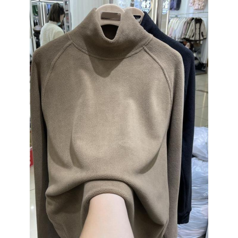 300斤大码微胖慵懒风半高领长袖卫衣女秋冬季宽松显瘦保暖上衣服