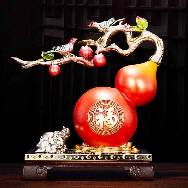 新中式招财葫芦摆件柿柿如意客厅酒柜装饰品玄关新房乔迁新居礼品