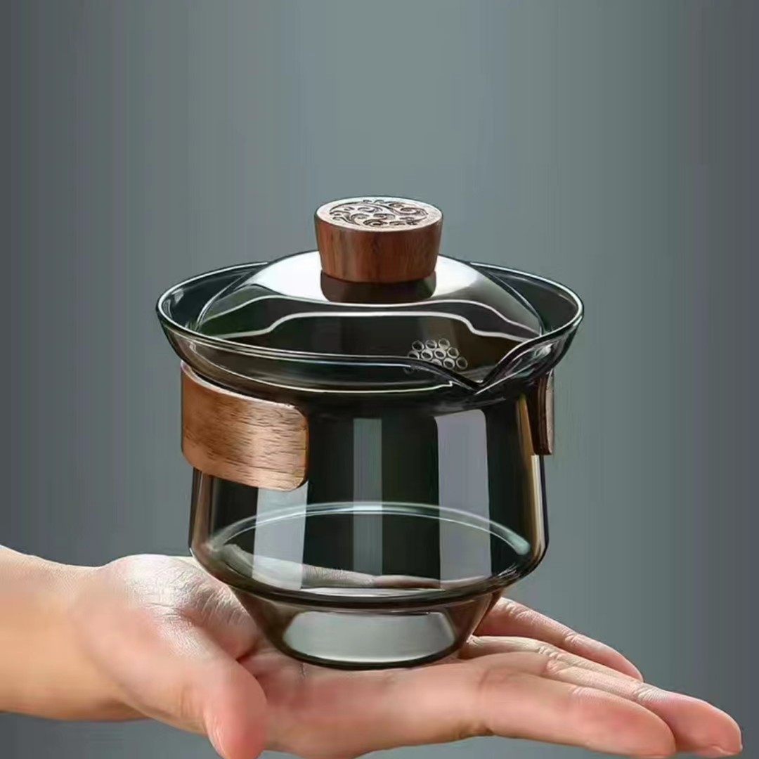 盖碗 两才盖碗 #泡茶杯#玻璃杯#功夫茶杯耐热茶具手抓壶防烫高档