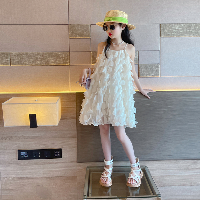 女童裙子夏季儿童夏装吊带裙大童沙滩裙度假海边连衣裙女孩公主裙