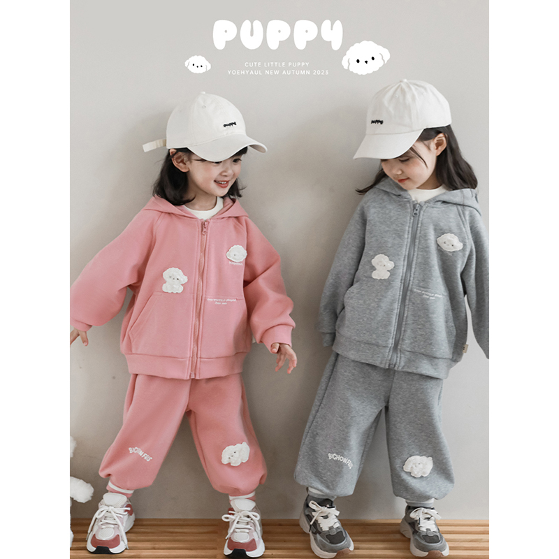 【一叶新秋】幼悠 比熊绣标 拉链连帽外套Q3064