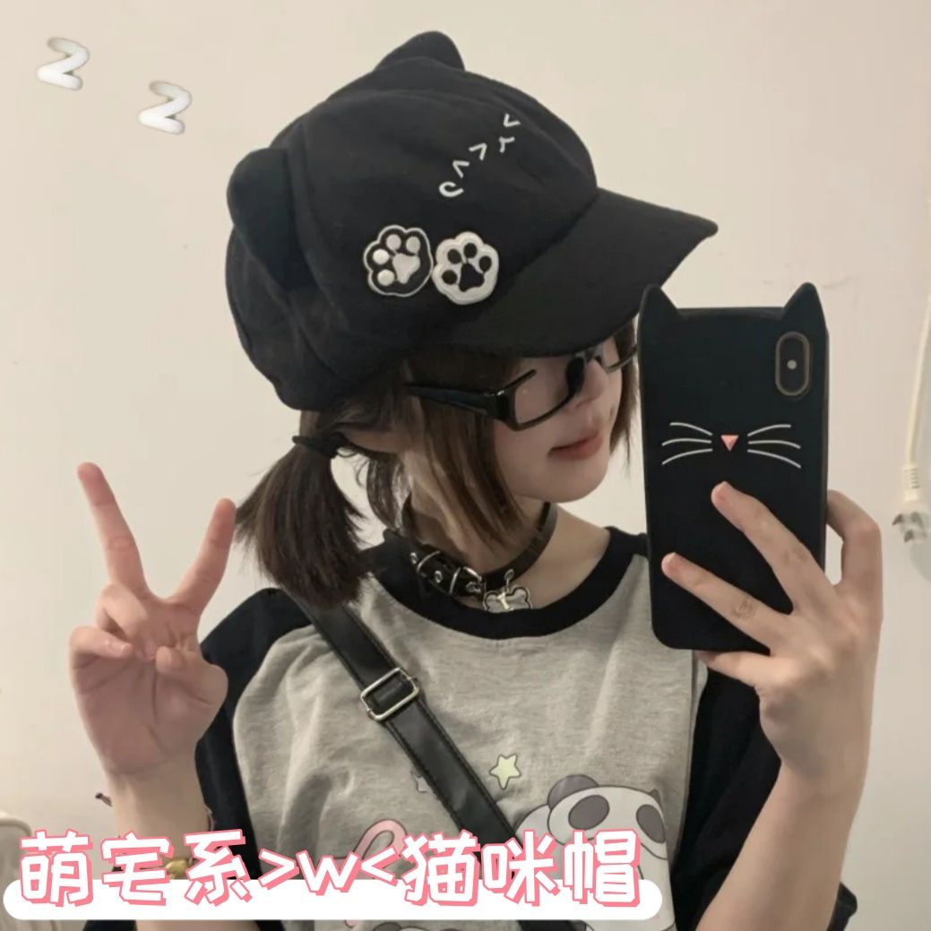 日系可爱甜妹猫耳棒球帽宽檐鸭舌帽二次元亚文化萌宅系帽子洛丽塔