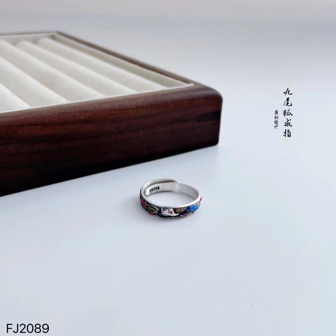足银戒指 足银999 九尾狐戒指
