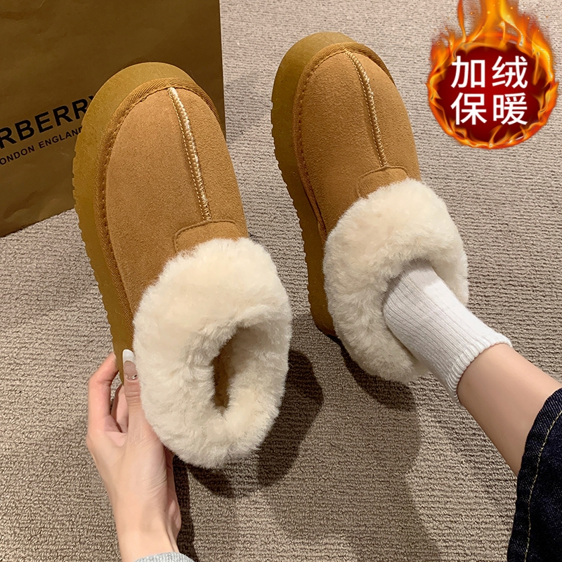 回力瑞雪地靴毛毛女鞋外穿2023冬季款皮毛一体厚底加绒短筒雪地靴