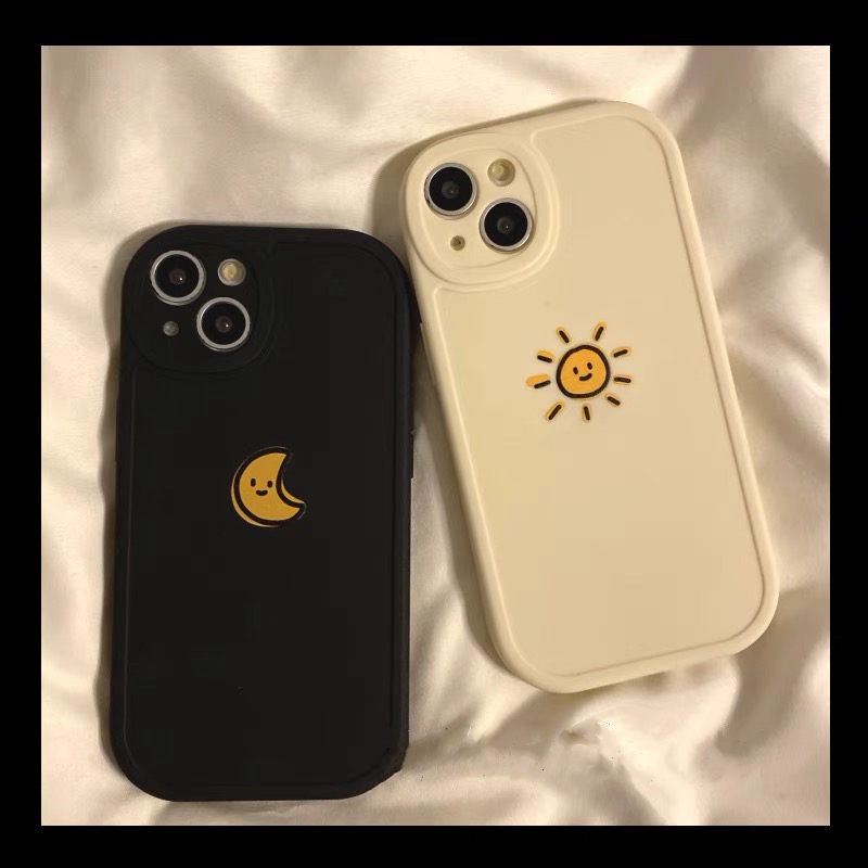 太阳月亮苹果14手机壳iPhone12情侣13pro小众xr防摔6p全包7p软壳