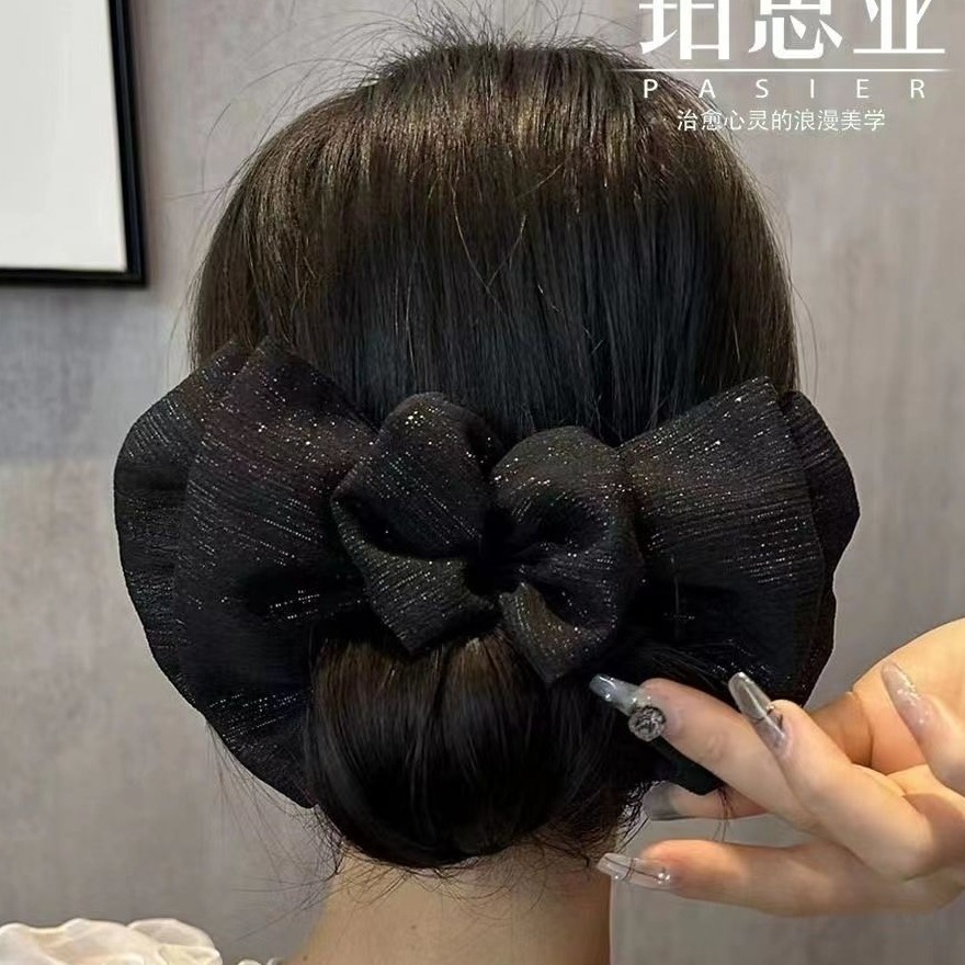 铂思亚蓬松云朵黑色发梳发夹女后脑勺新款高级精致插梳发卡头饰