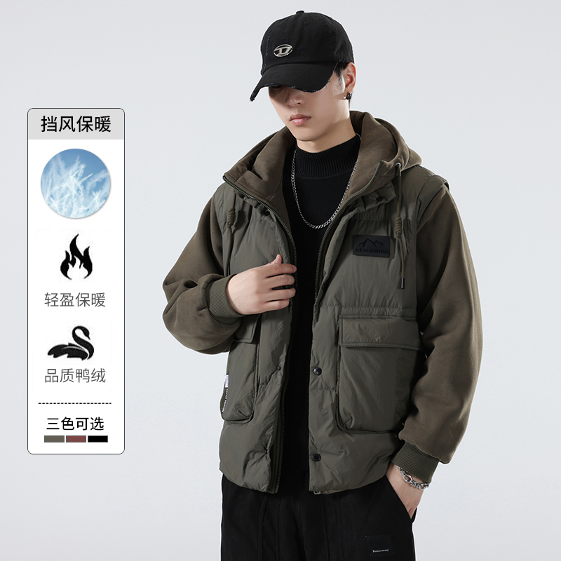 80009国标白鸭绒工装风格五防功能面料户外运动登山服冲锋衣男款