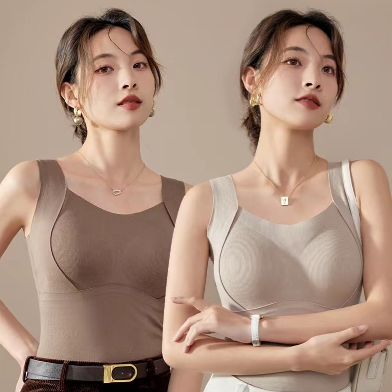 德绒保暖网红背心内搭乳胶垫无钢圈舒适打底无痕薄款加厚聚拢加绒