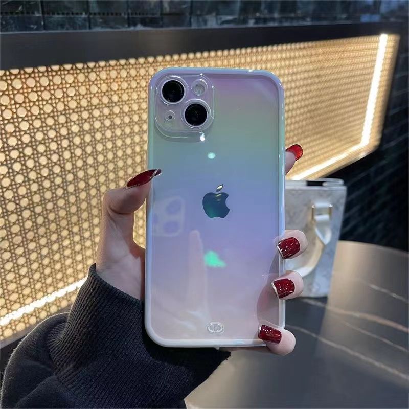 夏天透明炫彩14手机壳iPhone13pro镭射全包11简约12防摔硅胶创意
