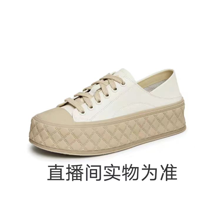 1453千 新款白色运动百搭板鞋厚底女休闲饼干鞋