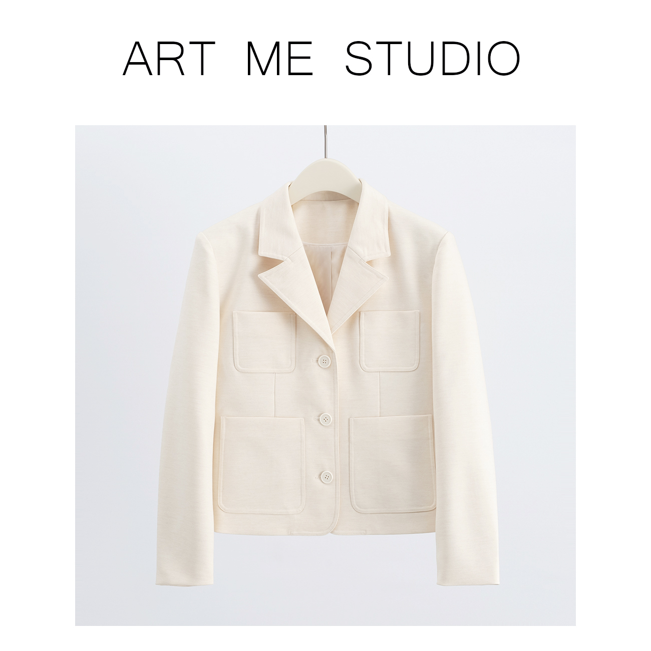 Artme瓜瓜呀【白檀短外套】翻领白色小香风秋季短款秋冬气质c002